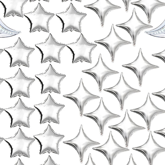 42Pcs Moon & Star Foil Balloons for Graduation Baby Shower Wedding