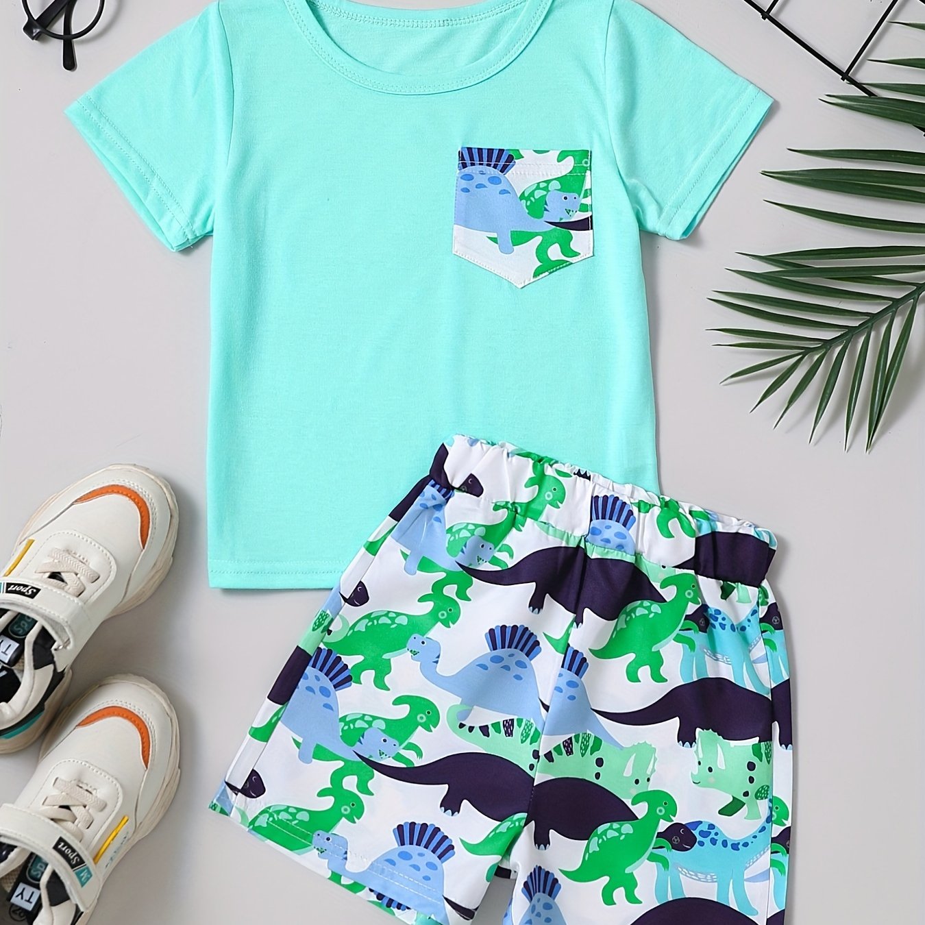 Boys Dinosaur Casual Outfit T shirt & Shorts Summer Clothes Set