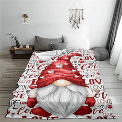 Red Love Gnome Warm Blanket Gift For Lover Family Birthday