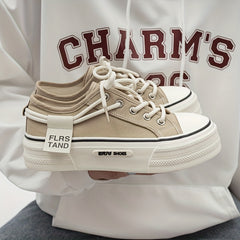 Women's Platform Canvas Shoes Lace Up Low Top Sneakers