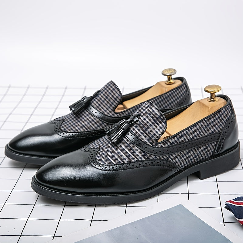 Men's Wingtip Brogue Oxford Shoes Pointed Toe Tassel Loafers