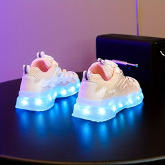 Girl's LED Running Shoes with Rotating Buckle Anti-skid Sneakers