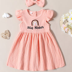 Summer Girls Rainbow Embroidered Puffy Dress