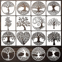 12pcs Tree Stencils Tree Of Life Stencil For Painting On Wood Airbrush