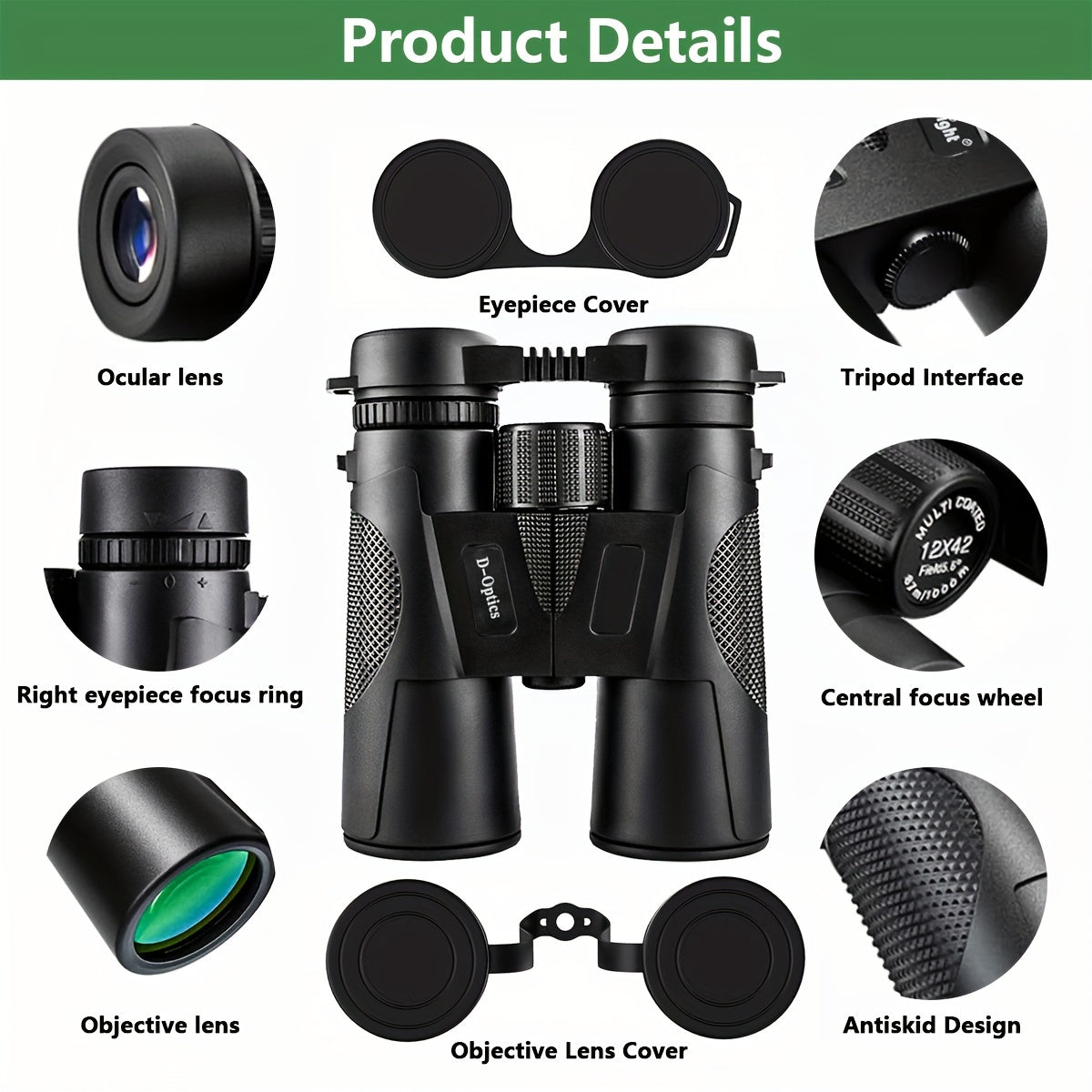 12x42 HD Binoculars High Powered for Bird Watching Travel Stargazing