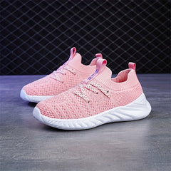 Breathable Woven Sneakers For Girls Lightweight Low Top Lace Up Shoes