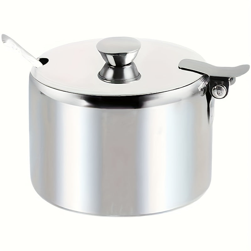 Stainless Steel Seasoning Box with Spoon Clear Spice Pots