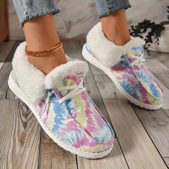Women's Tie Dye Short Boots Plush Lined Snow Boots