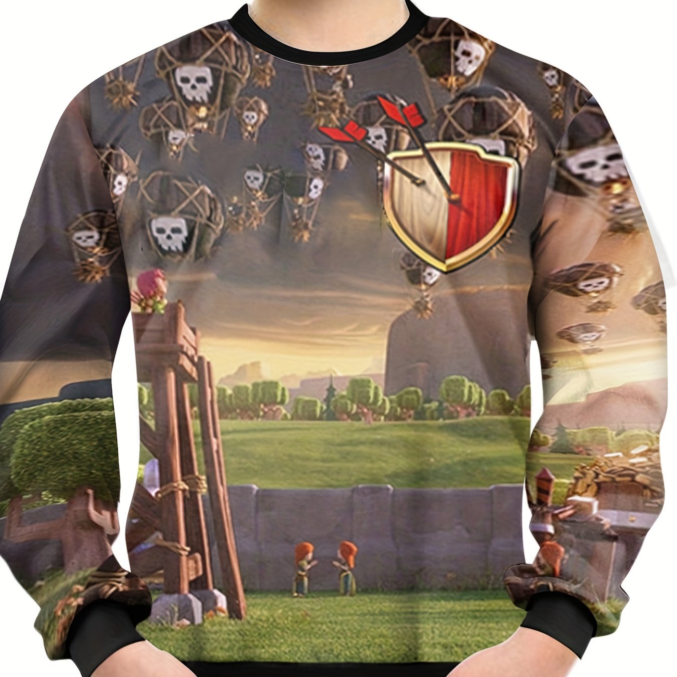 Skull Print Kid's Sweatshirt Unisex Pullover Causal Long Sleeve Top
