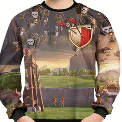 Skull Print Kid's Sweatshirt Unisex Pullover Causal Long Sleeve Top