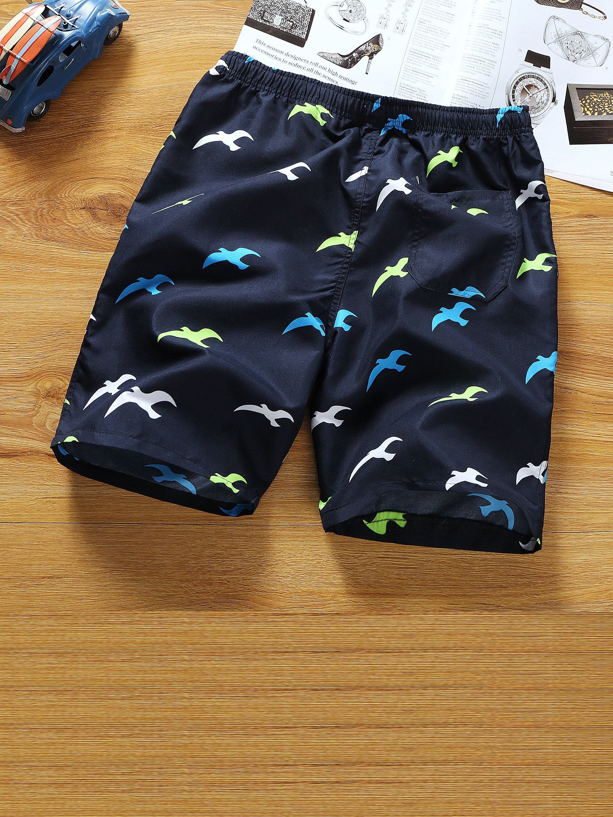 Quick Dry Mesh Lining Drawstring Men's Swim Trunks