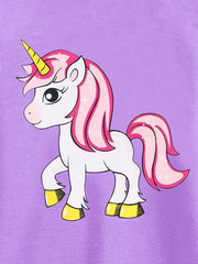 Girls Unicorn Print Pajamas Set Long Sleeve T shirt & Heart Print Pants