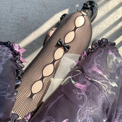 High Waist Bow Fishnet Tights Women's Stockings