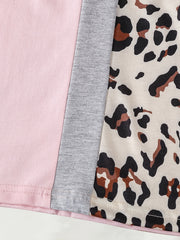 Girls Leopard Splicing Dress Kids Spring Clothes