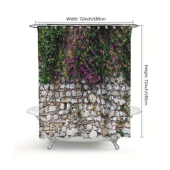 Flower Wall Shower Curtain Waterproof Bathroom Partition