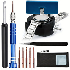 12pcs Watch Repair Kit Screwdriver Wrench Case Opener Holder