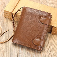 Three Fold Leather Wallet with Card Slot and Lanyard - Unisex Gift