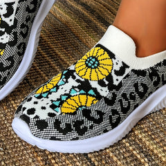 Leopard Print Slip On Sneakers Lightweight Walking Shoes