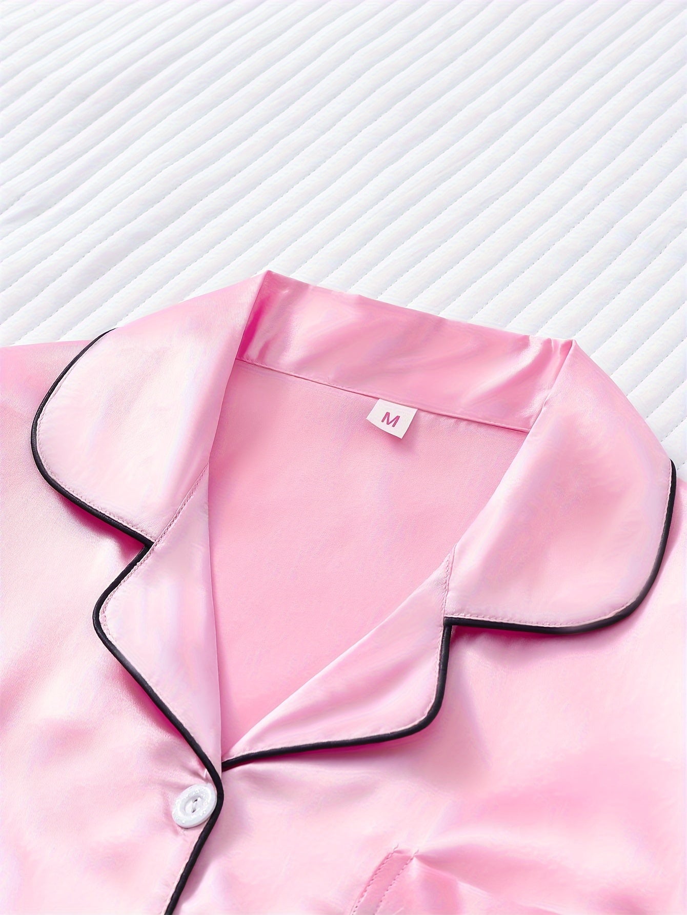 Satin Pajama Set Long Sleeve Top & Pants Women's Sleepwear