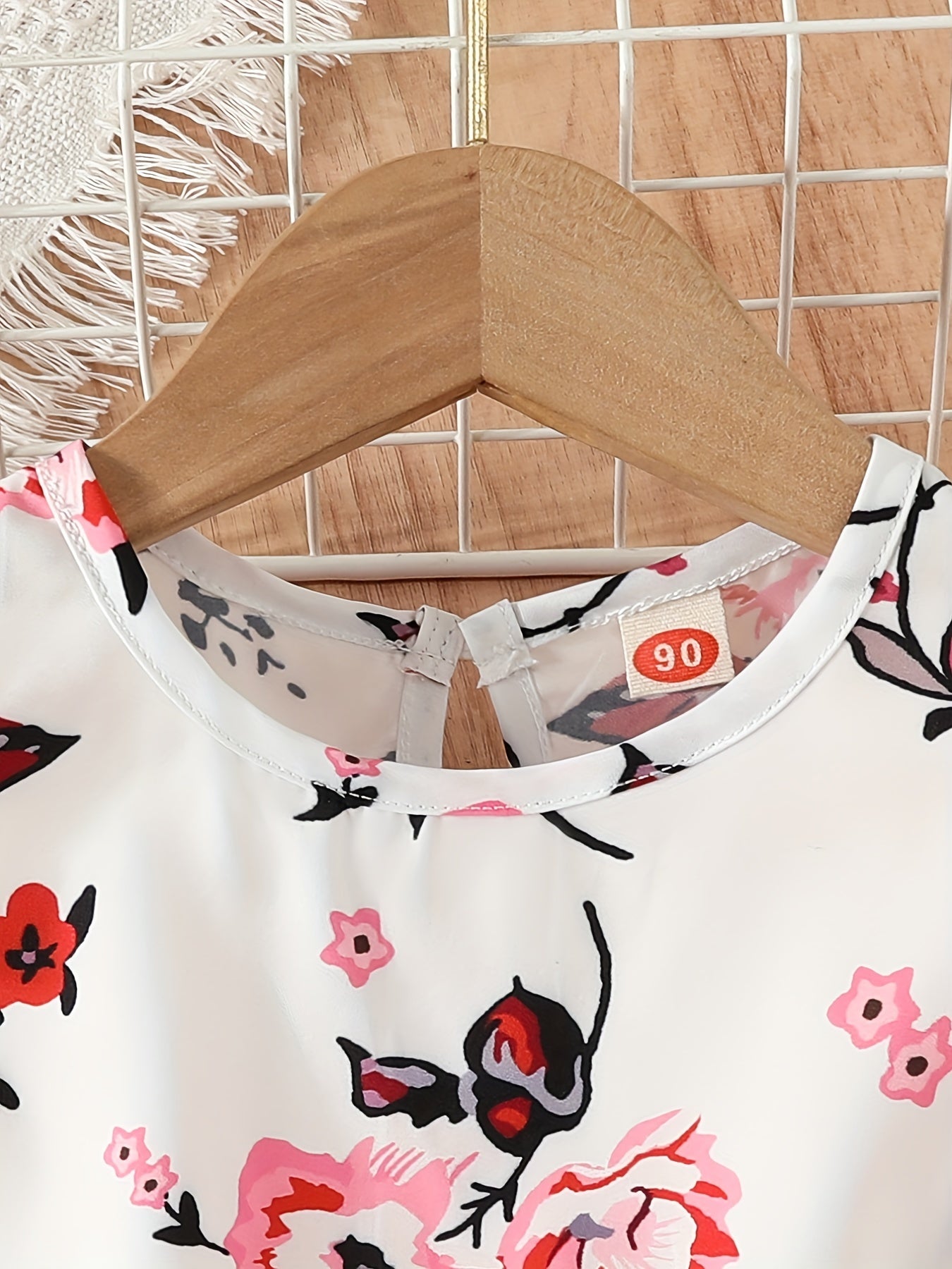 Girls' Casual Dress Boho Floral Sleeveless Lace Waist A Line Dress