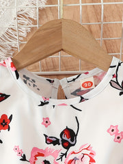 Girls' Casual Dress Boho Floral Sleeveless Lace Waist A Line Dress