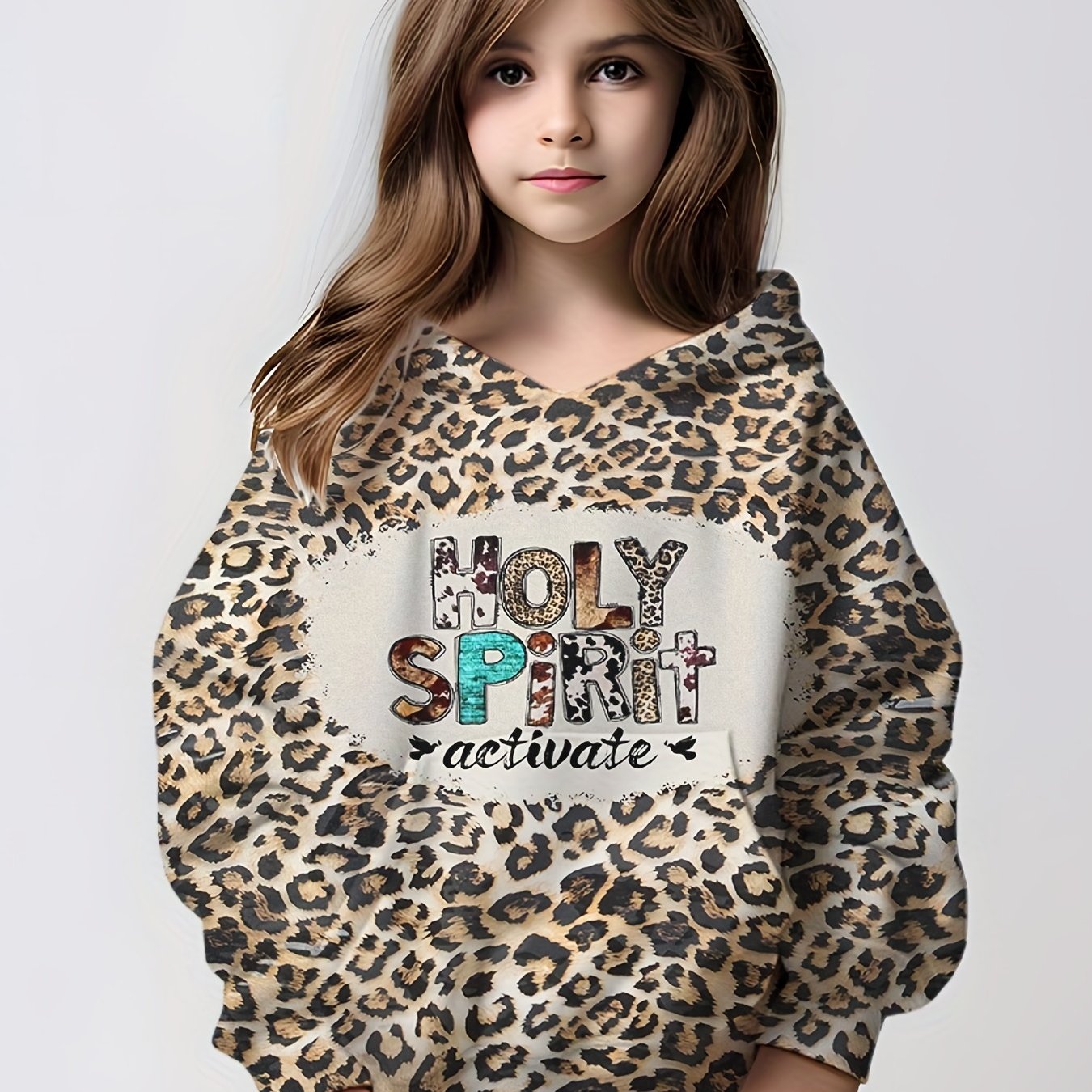 Girls' Animal Print Hooded Sweatshirt Pullovers Casual Hoodie Tops