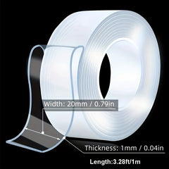 Heavy Duty Double Sided Tape Reusable Strong Adhesive Removable Washable