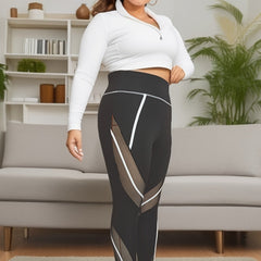 Colorblock Wide Waistband High Rise Sports Leggings