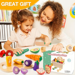 11pcs Wooden Play Food Set for Kitchen Play