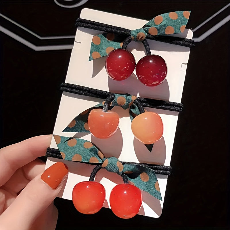 2pcs Jelly Big Cherry Hair Ties Bow Hair Band Hair Accessories