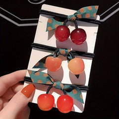 2pcs Jelly Big Cherry Hair Ties Bow Hair Band Hair Accessories