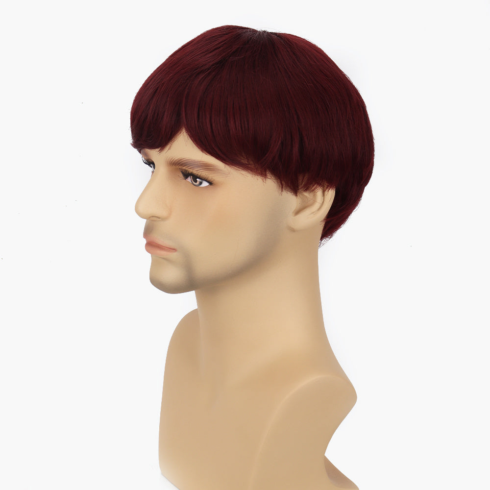 Men's Red Short Fiber Wig
