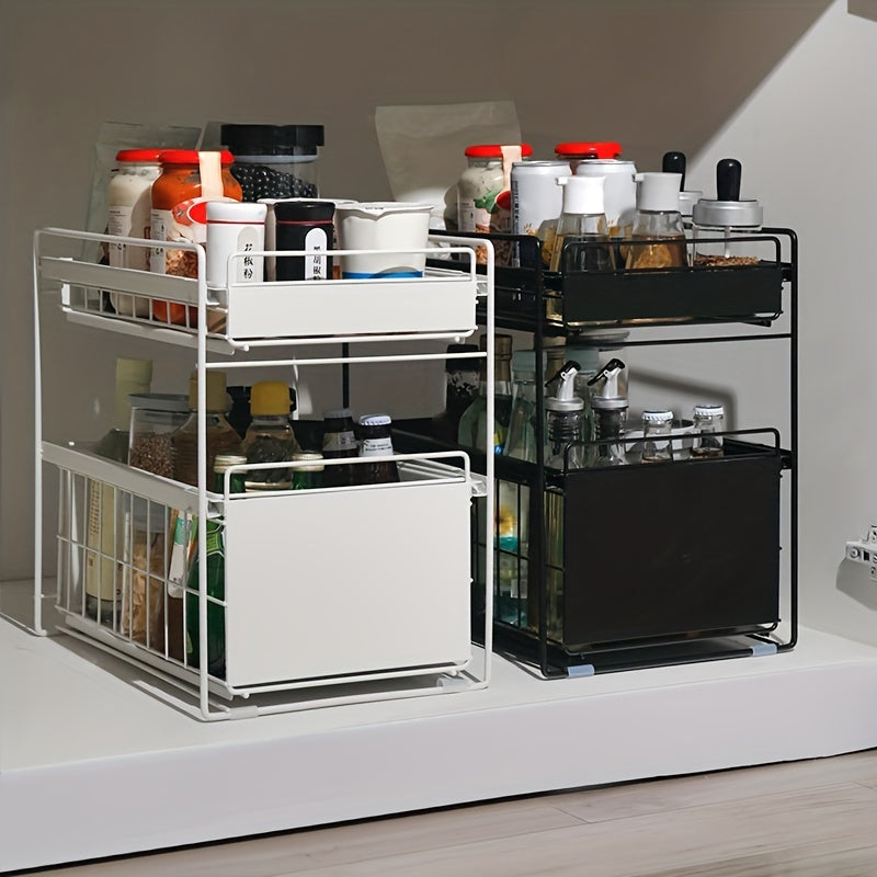 Under Sink Organizer Kitchen 3 Tier Spice Basket Cabinet Organizer Stackable