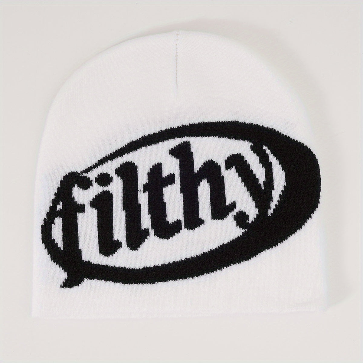 Y2K Hip Hop Unisex Beanie Letter Jacquard Knit Hat Lightweight Skull Cap