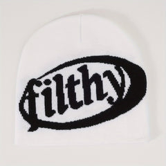 Y2K Hip Hop Unisex Beanie Letter Jacquard Knit Hat Lightweight Skull Cap