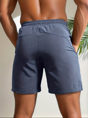 Quick Dry Comfy Men's Casual Zip Pockets Stretch Waist Drawstring Shorts