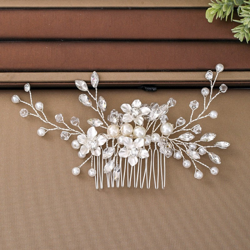 Silver Pearl Crystal Comb Wedding Hair Accessories