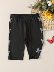Girls' Butterfly Print Short Leggings for Summer