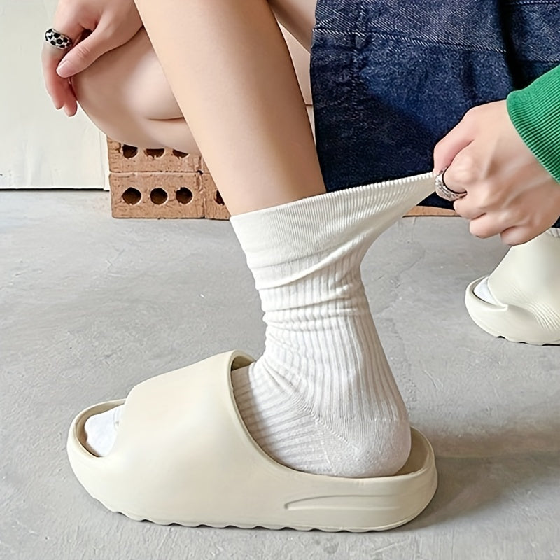 10 Pairs Solid Crew Socks for Women
