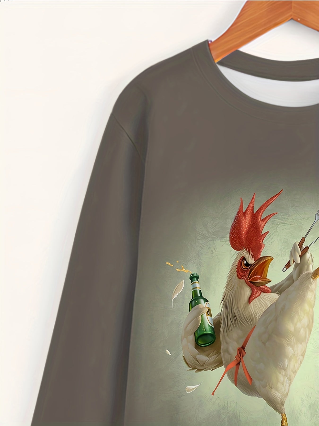 Chicken 3D Print Men's Long Sleeve Graphic T-shirt for Summer