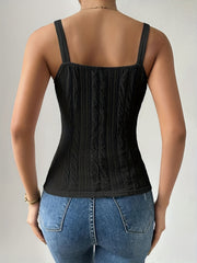 Solid Chain Knitted Tank Top Sleeveless Casual Tank Top