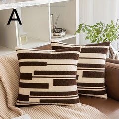 Geometric Embroidery Cushion Cover Modern Knitted Pillow Cover