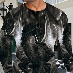 Dragon 3D Print Men's Long Sleeve T-shirt for Autumn