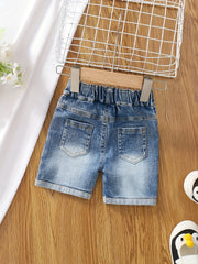 Girls Washed Denim Shorts Comfortable Casual Pants for Summer Outdoor Kids