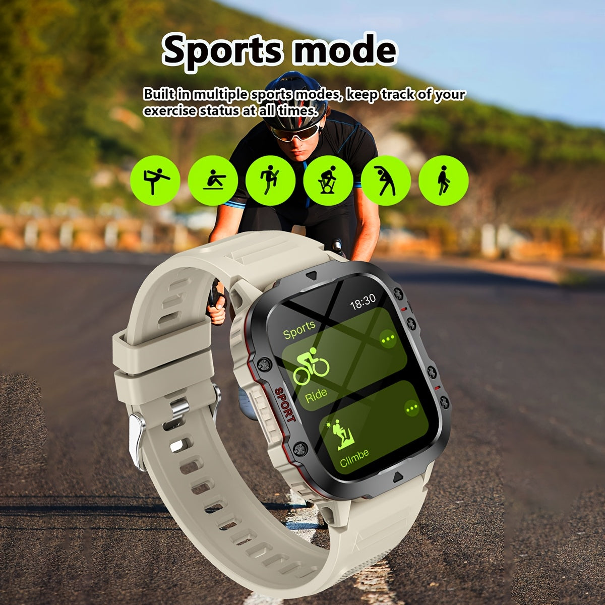 Unisex Smart Watch LED Flashlight Music Alerts Pedometer