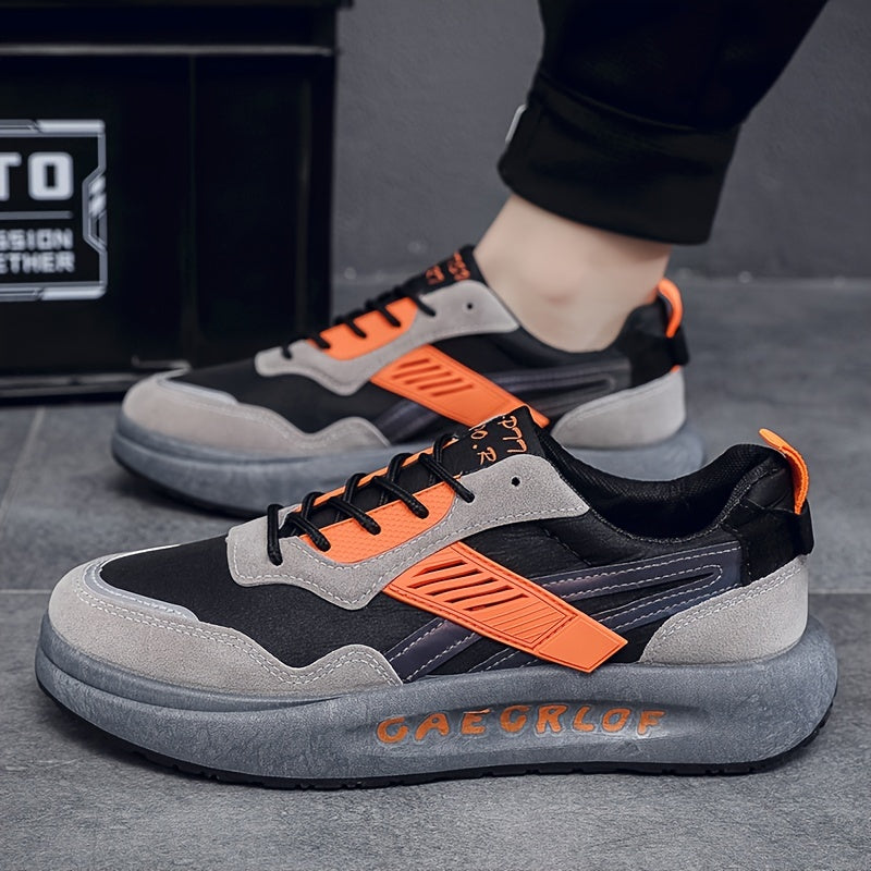 Men's Chunky Lace-up Sneakers with Shock Absorbing Sole