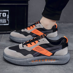 Men's Chunky Lace-up Sneakers with Shock Absorbing Sole