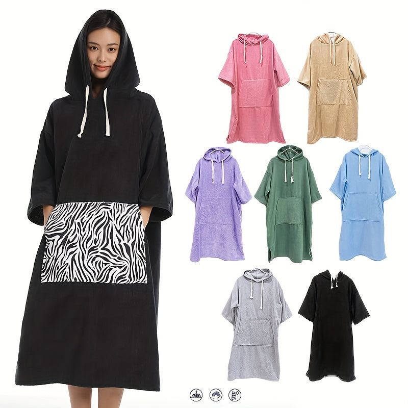 Microfiber Hooded Towel Soft Beach Wrap with Pocket