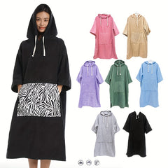 Microfiber Hooded Towel Soft Beach Wrap with Pocket