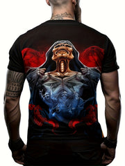 Skull 3D Pattern Print Men's Short Sleeve T-shirt Graphic Tee